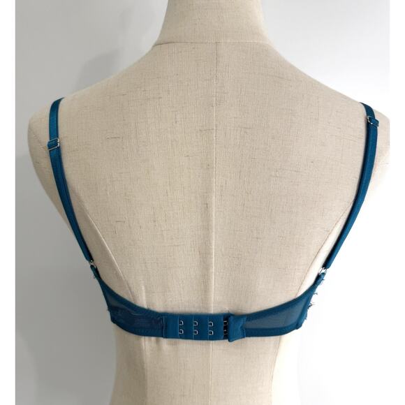 Victorias Secret Very Sexy Push Up Bra 34C Teal Lace Overlay Underwire Padded - Picture 4 of 7